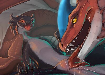 Orm and Taslin
art by flamespitter
Keywords: dragon;dragoness;male;female;feral;M/F;penis;vagina;oral;spooge;flamespitter