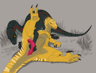 Velociraptor Females
art by flamespitter
Keywords: dinosaur;theropod;raptor;velociraptor;female;feral;lesbian;dildo;masturbation;cloacal_penetration;spooge;flamespitter