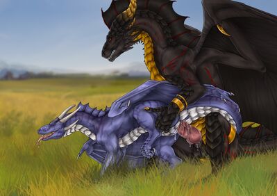 Field Mating
art by flamingtitania
Keywords: dragon;dragoness;wyvern;male;female;feral;M/F;penis;from_behind;vaginal_penetration;spooge;flamingtitania