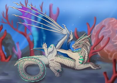 Seawing-Sandwing Hybrid (Wings_of_Fire)
art by flamingtitania
Keywords: wings_of_fire;seawing;sandwing;hybrid;dragoness;female;feral;solo;vagina;flamingtitania