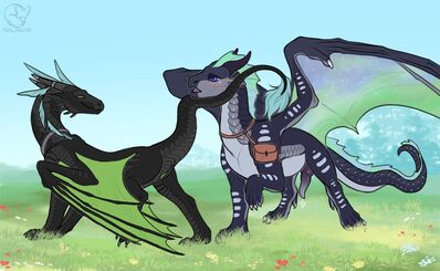Flirting
art by flosapes
Keywords: dragon;dragoness;male;female;feral;M/F;penis;vagina;suggestive;flosapes