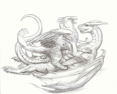 Gryphon and Dragon Mating
art by silvermoon
Keywords: dragon;gryphon;male;female;feral;M/F;penis;cowgirl;silvermoon