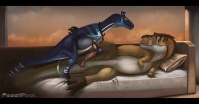 Cryolophosaurus and Albertosaurus
art by fossilpixel
Keywords: dinosaur;theropod;cryolophosaurus;albertosaurus;male;feral;M/M;penis;masturbation;spooge;fossilpixel