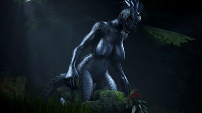 Tender Argonian Love
art by the_randomizer85
Keywords: videogame;skyrim;argonian;male;female;anthro;breasts;M/F;penis;cowgirl;vaginal_penetration;cgi;the_randomizer85