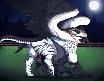 In Fertile Fields Gryphons Mate
art by foxra
Keywords: dragoness;gryphon;male;female;feral;M/F;penis;from_behind;vaginal_penetration;spooge;foxra