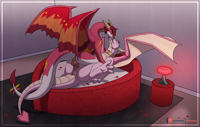 Valentines Day Lovin'
art by fr0stbit3
Keywords: dragon;dragoness;male;female;feral;M/F;penis;missionary;vaginal_penetration;spooge;holiday;fr0stbit3