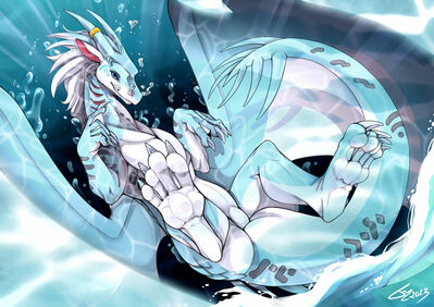 Snowflake Swimming (Wings_of_Fire)
art by freewolfd
Keywords: wings_of_fire;icewing;dragoness;female;feral;solo;suggestive;freewolfd