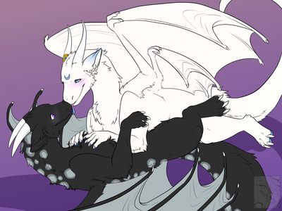 Nose Kisses
art by freyaspots
Keywords: dragon;dragoness;male;female;feral;M/F;cowgirl;suggestive;romance;freyaspots