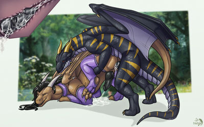 Drakes Mating
art by fridaflame and dirty.paws
Keywords: dragon;male;feral;M/M;lingerie;penis;from_behind;anal;internal;ejaculation;spooge;fridaflame;dirty.paws