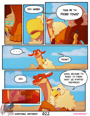 Something Different, page 22
art by sefeiren
Keywords: comic;dragon;gryphon;kindle;thistle;male;female;feral;M/F;vagina;masturbation;suggestive;humor;sefeiren;frisky-ferals