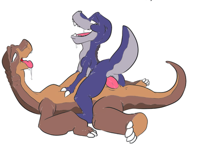 Chomper and Littlefoot
art by fuf
Keywords: cartoon;land_before_time;lbt;dinosaur;sauropod;apatosaurus;littlefoot;theropod;tyrannosaurus;trex;chomper;male;anthro;M/M;penis;cowgirl;anal;fuf