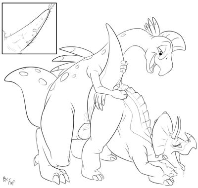 Ruby's Dad and Tria
art by fuf
Keywords: cartoon;land_before_time;lbt;dinosaur;ceratopsid;triceratops;theropod;oviraptor;rubys_dad;tria;male;female;anthro;M/F;penis;from_behind;vaginal_penetration;internal;spooge;fuf