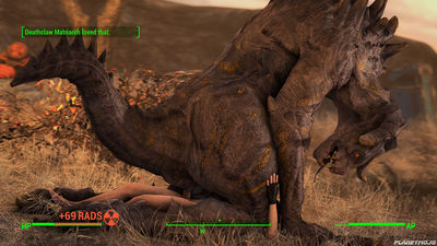 Deathclaw Matriarch Riding 1
art by furafter34
Keywords: beast;videogame;fallout;lizard;reptile;deathclaw;female;anthro;breasts;human;man;male;M/F;penis;cowgirl;vaginal_penetration;cgi;furafter34