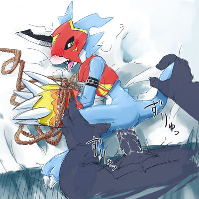 Flamey All Tied Up
art by furukara
Keywords: beast;anime;digimon;flamedramon;female;anthro;human;man;male;M/F;penis;from_behind;bondage;vaginal_penetration;spooge;furukara