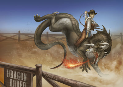 Dragon Rodeo
art by gaiasangel
Keywords: dragon;feral;human;man;male;non-adult;gaiasangel