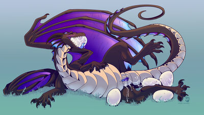 Pure EGGstacy
art by galelai
Keywords: dragoness;female;feral;solo;oviposition;vagina;egg;spooge;galelai