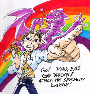 Pink Eyes Gay Dragon
unknown artist
Keywords: anime;yu-gi-oh;dragon;anthro;human;man;male;humor