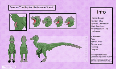 Dervans Reference Sheet
art by gamibri
Keywords: dinosaur;theropod;raptor;utahraptor;male;feral;solo;penis;closeup;reference;gamibri