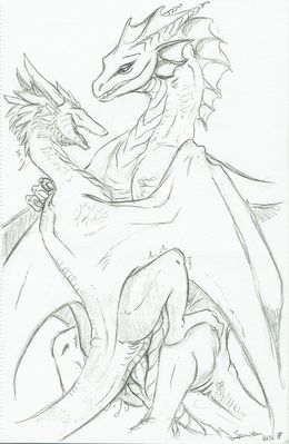 Dragons Mating
art by flamespitter
Keywords: dragon;dragoness;wyvern;male;female;feral;M/F;penis;cowgirl;suggestive;flamespitter