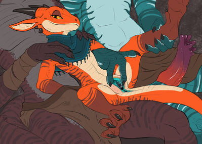 Kobold Exhibitionism
art by flamespitter
Keywords: dungeons_and_dragons;dragon;dragoness;kobold;male;female;anthro;M/F;threeway;penis;vagina;spread;spooge;flamespitter