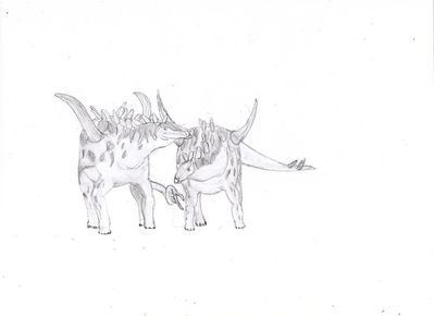 Gigantspinosaurus Attempted Mating
art by zoobuilder21
Keywords: dinosaur;stegosaurus;gigantspinosaurus;male;female;feral;M/F;penis;suggestive