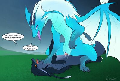 Frosti and Giru
art by giru
Keywords: dragon;dragoness;male;female;feral;M/F;penis;cowgirl;vaginal_penetration;spooge;giru