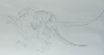 Utahraptor and Gojirasaurus
art by goliathbirdeater
Keywords: dinosaur;theropod;raptor;utahraptor;gojirasaurus;male;female;feral;M/F;penis;from_behind;cloacal_penetration;goliathbirdeater
