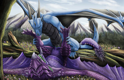 Syrazor and Rathian Mating
art by gone46_nsfw
Keywords: videogame;monster_hunter;syrazor;rathian;dragon;dragoness;wyvern;male;female;feral;M/F;penis;missionary;vaginal_penetration;gone46_nsfw