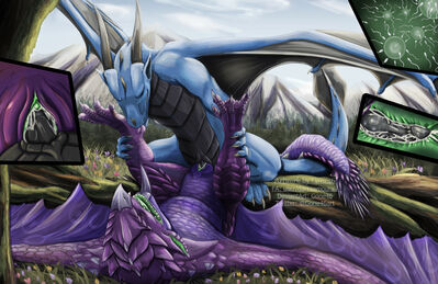 Syrazor and Rathian (messy)
art by gone46_nsfw
Keywords: videogame;monster_hunter;rathian;syrazor;dragon;dragoness;wyvern;male;female;feral;M/F;penis;missionary;vaginal_penetration;closeup;spooge;gone46_nsfw