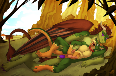 Dragon and Kobold Cuddles
art by gothwolf
Keywords: dungeons_and_dragons;dragon;kobold;male;anthro;M/M;penis;hemipenis;spoons;anal;masturbation;gothwolf