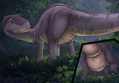 Littlefoots_Mom (LBT)
art by gotigers9867
Keywords: cartoon;land_before_time;lbt;dinosaur;sauropod;apatosaurus;littlefoots_mom;female;feral;solo;vagina;closeup;gotigers9867