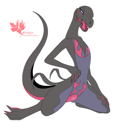 Salazzle
art by greasyhyena
Keywords: anime;pokemon;lizard;salazzle;female;anthro;solo;vagina;greasyhyena