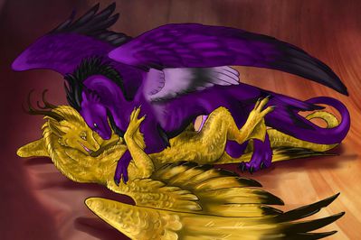 Melting The Gold
art by gryph000
Keywords: dragon;dragoness;male;female;feral;M/F;penis;missionary;gryph000