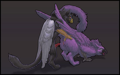 Mating Gryphons
art by artonis
Keywords: gryphon;male;female;feral;M/F;penis;vagina;from_behind;suggestive;artonis
