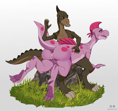 LBT Moms
art by hainequem
Keywords: cartoon;land_before_t ime;lbt;dinosaur;hadrosaur;parasaurolophus;theropod;oviraptor;duckys_mom;rubys_mom;female;anthro;lesbian;vagina;suggestive;hainequem