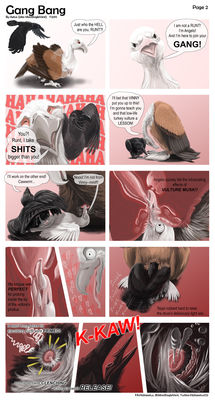 Gangbang 2
art by haliaeetus
Keywords: comic;bird;avian;vulture;crow;dove;male;feral;M/M;threeway;spitroast;penis;from_behind;cloacal_penetration;oral;internal;closeup;spooge;haliaeetus