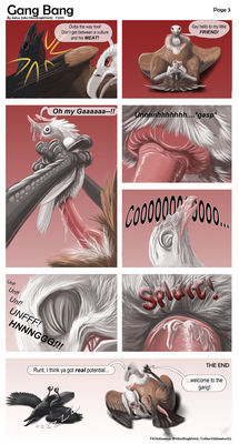 Gangbang 3
art by haliaeetus
Keywords: comic;bird;avian;vulture;crow;dove;male;feral;M/M;penis;from_behind;cloacal_penetration;closeup;spooge;haliaeetus