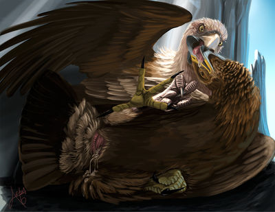 Vulture and Eagle Mating
art by haliaeetus
Keywords: avian;bird;vulture;eagle;male;feral;M/M;spoons;cloaca;cloacal_penetration;spooge;haliaeetus