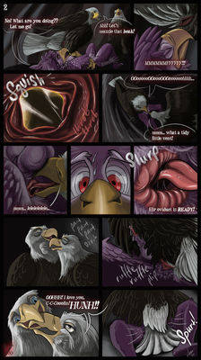 Zeek Comic 2
art by haliaeetus
Keywords: comic;avian;bird;eagle;gryphon;male;female;herm;feral;anthro;M/F;missionary;oral;closeup;internal;spooge;haliaeetus