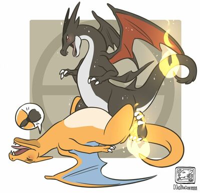 Charizard Sex
art by halionesss
Keywords: anime;pokemon;dragon;dragoness;charizard;male;female;anthro;M/F;penis;missionary;vaginal_penetration;internal;halionesss