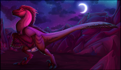 Moonlit Raptor
art by halopromise
Keywords: dinosaur;theropod;raptor;male;feral;solo;penis;halopromise