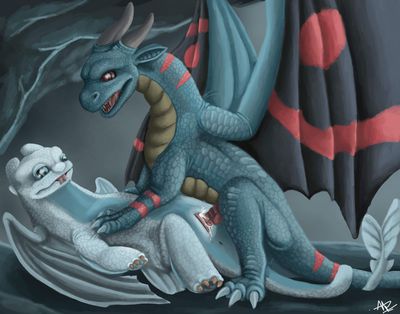 Dragoviir and Nubless
art by hamham5
Keywords: how_to_train_your_dragon;httyd;night_fury;nubless;dragon;dragoness;male;female;feral;M/F;penis;missionary;vaginal_penetration;spooge;hamham5