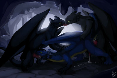 Fury Spitroast
art by hamham5
Keywords: how_to_train_your_dragon;httyd;night_fury;dragon;male;feral;M/M;penis;threeway;spitroast;from_behind;oral;anal;spooge;hamham5