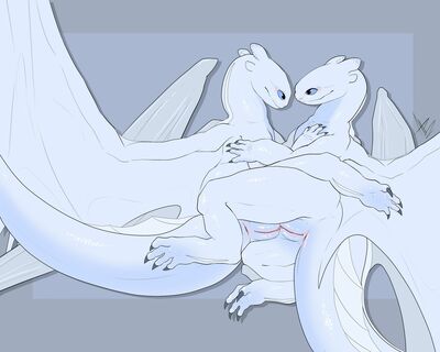 Double Nubless
art by hamham5
Keywords: how_to_train_your_dragon;httyd;night_fury;nubless;dragoness;female;feral;lesbian;missionary;vagina;masturbation;hamham5