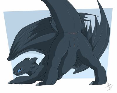 Night_Fury Presenting
art by hamham5
Keywords: how_to_train_your_dragon;httyd;night_fury;dragoness;female;feral;solo;vagina;presenting;hamham5