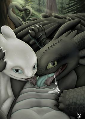 Double Action
art by hamham5
Keywords: how_to_train_your_dragon;httyd;night_fury;nubless;toothless;dragon;dragoness;male;female;feral;M/F;threeway;penis;oral;spooge;hamham5