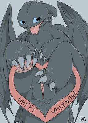 Valentines Day
art by hamham5
Keywords: how_to_train_your_dragon;httyd;night_fury;dragoness;female;feral;solo;vagina;holiday;hamham5