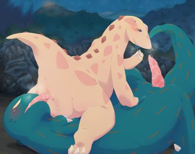 Hearto and Maiasaura
art by yamamoto_yumesuke
Keywords: cartoon;you_are_umasou;dinosaur;tyrannosaurus_rex;trex;hadrosaur;maiasaura;hearto;male;female;anthro;M/F;penis;vagina;oral;69;spooge;yamamoto_yumesuke