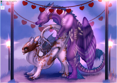 Date Night
art by heighthunter
Keywords: how_to_train_your_dragon;httyd;night_fury;dragon;dragoness;male;female;feral;M/F;penis;from_behind;suggestive;spooge;heighthunter