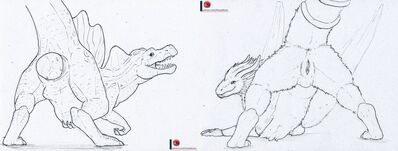 Spinosaur and Dragoness
art by herpydragon
Keywords: dragoness;dinosaur;theropod;spinosaurus;female;feral;solo;vagina;presenting;oviposition;egg;herpydragon